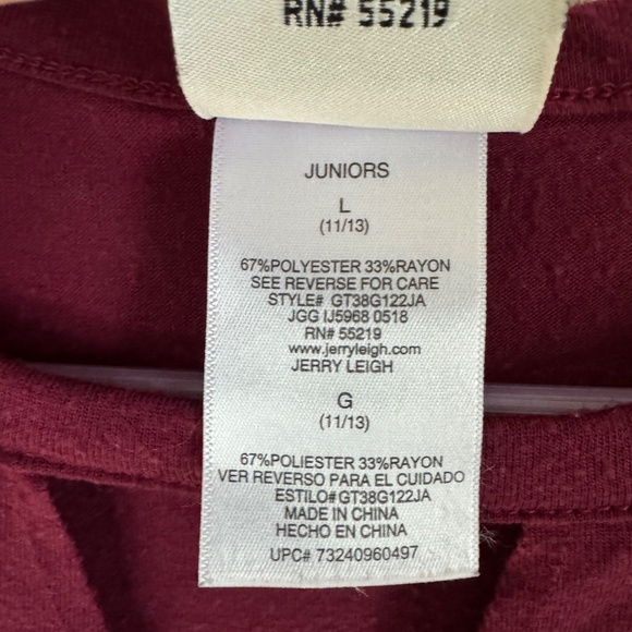 jerry leigh Maroon Tee with “The Struggle is Real" Junior Size Large - Picture 4 of 6